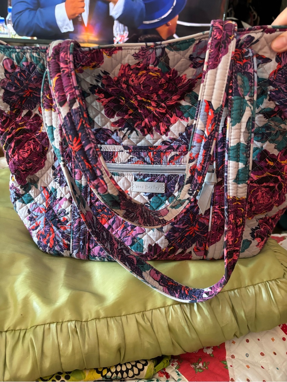Vera Bradley Quilted Floral Tote in Plum, Pink, Teal